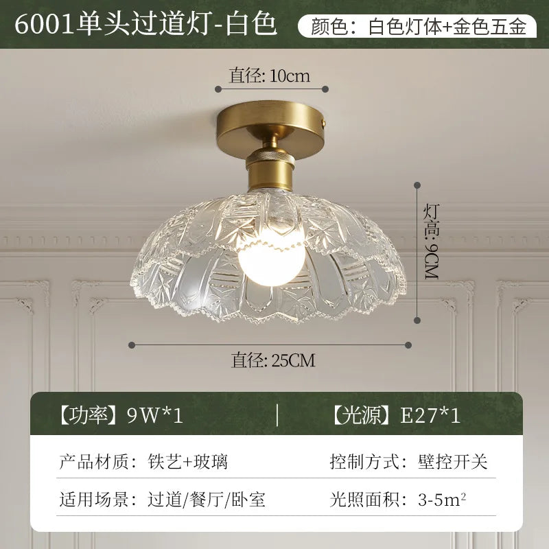 Vintage Green Glass LED Pendant Light - Adjustable Floral Design