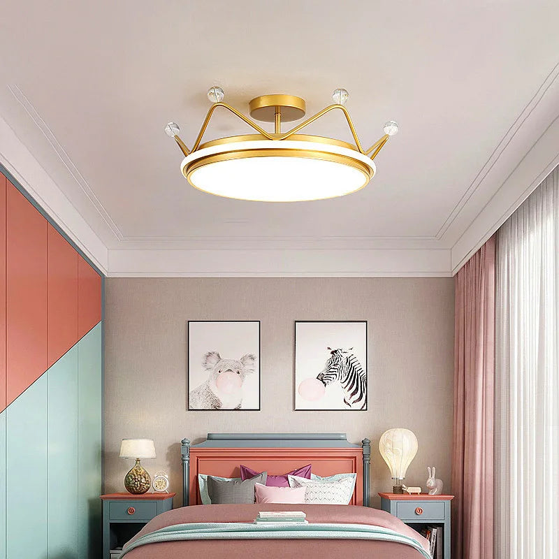 Nordic LED Ceiling Lamp - Modern Gold-Pink Design for Kids' Rooms