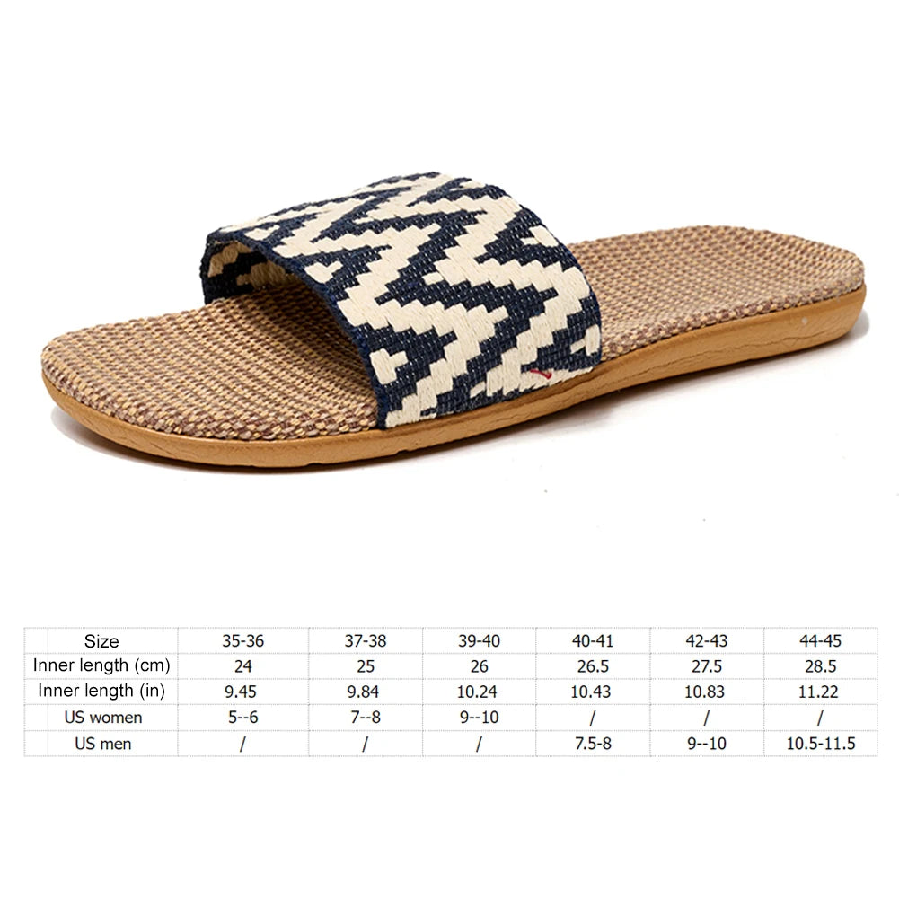 Stylish Linen Slippers - Lightweight Non-Slip Home Sandals