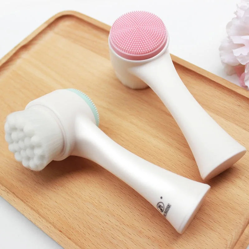 Silicone Double-Sided Facial Cleanser Brush for Blackhead Removal