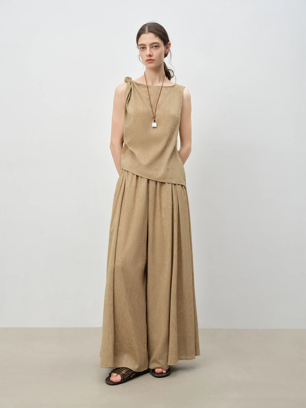 ZIQIAO Women's Summer Sleeveless Linen Set - Breezy & Chic Style