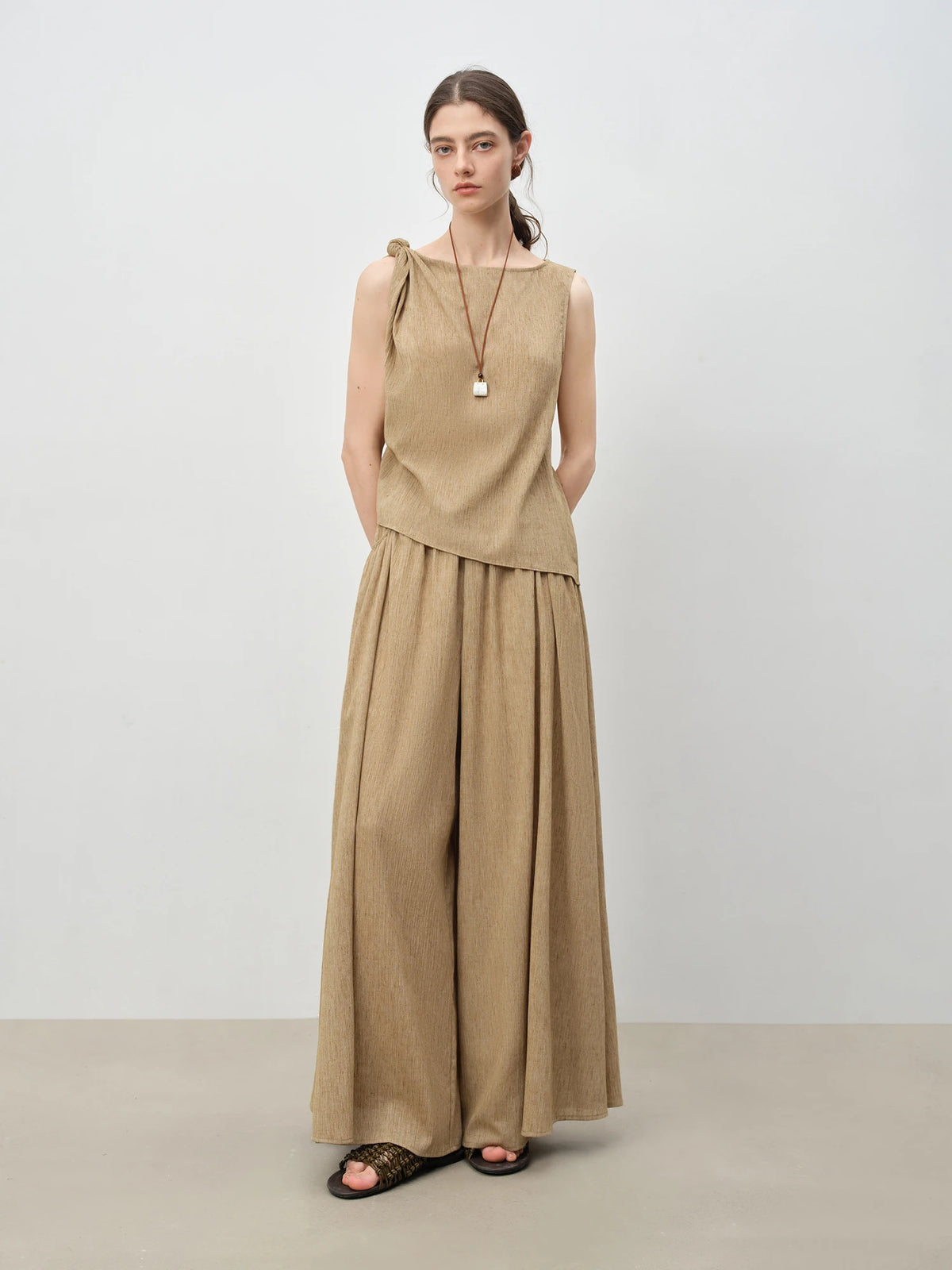 ZIQIAO Women's Summer Sleeveless Linen Set - Breezy & Chic Style