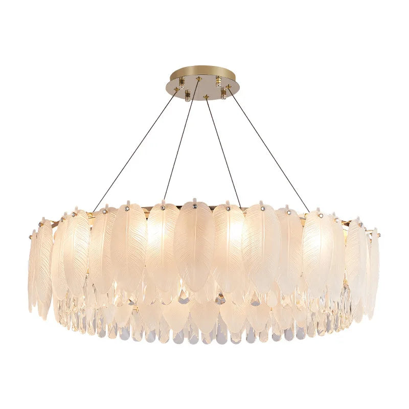 Stylish Modern Feather Glass Crystal Chandelier for Home Decor