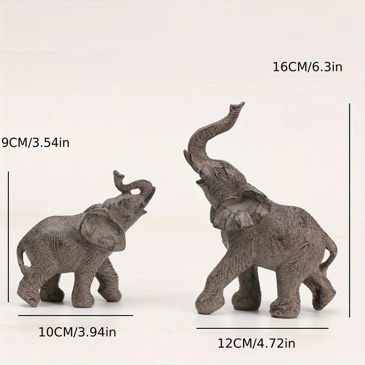 Elegant Elephant Statues for Home & Office Decor - Set of 2