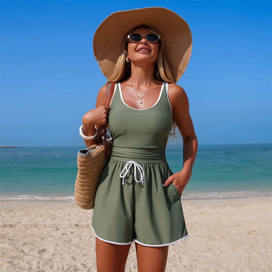 Stylish Women's One Piece Swim Jumpsuit for Beach & Pool Fun
