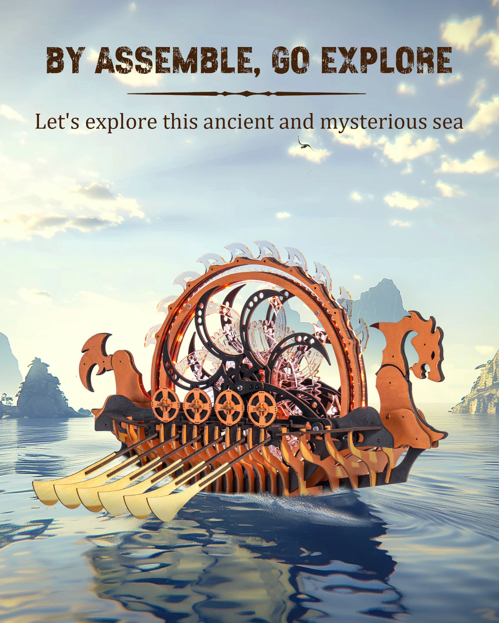 Robotime Vikingship Moveable Model - Engaging 3D Wooden Puzzle