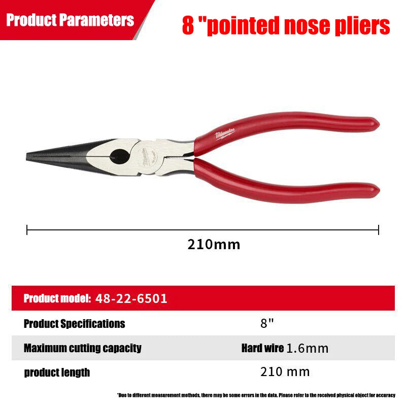Milwaukee 8-Inch Long Nose Pliers - Multi-Purpose Wire Stripping Tool