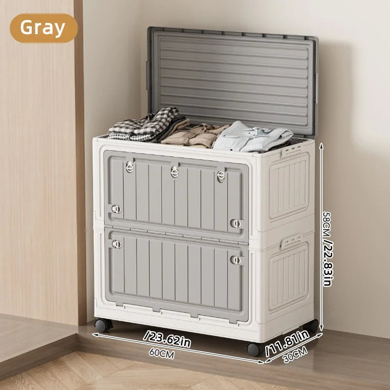 Foldable Storage Bin with Wheels - Space-Saving Organizer for Clothes & Toys