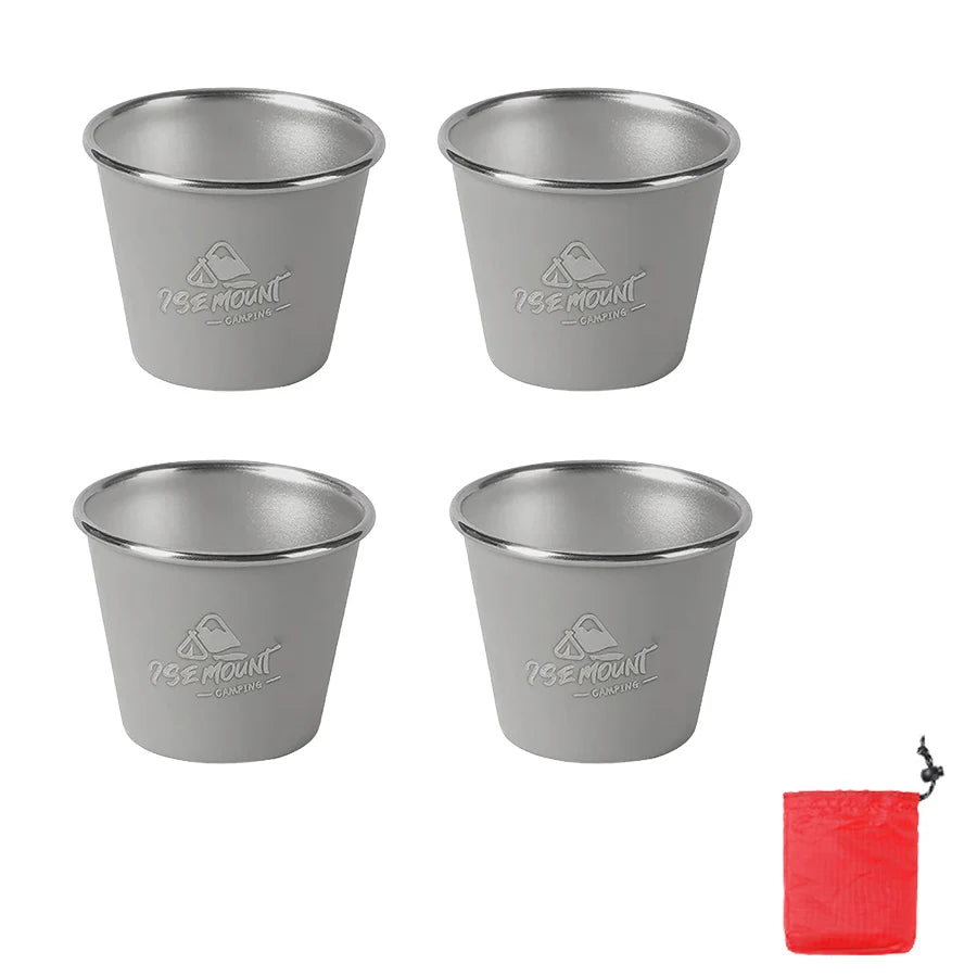 4-Pack Stackable Stainless Steel Cups for Camping & Outdoor Use