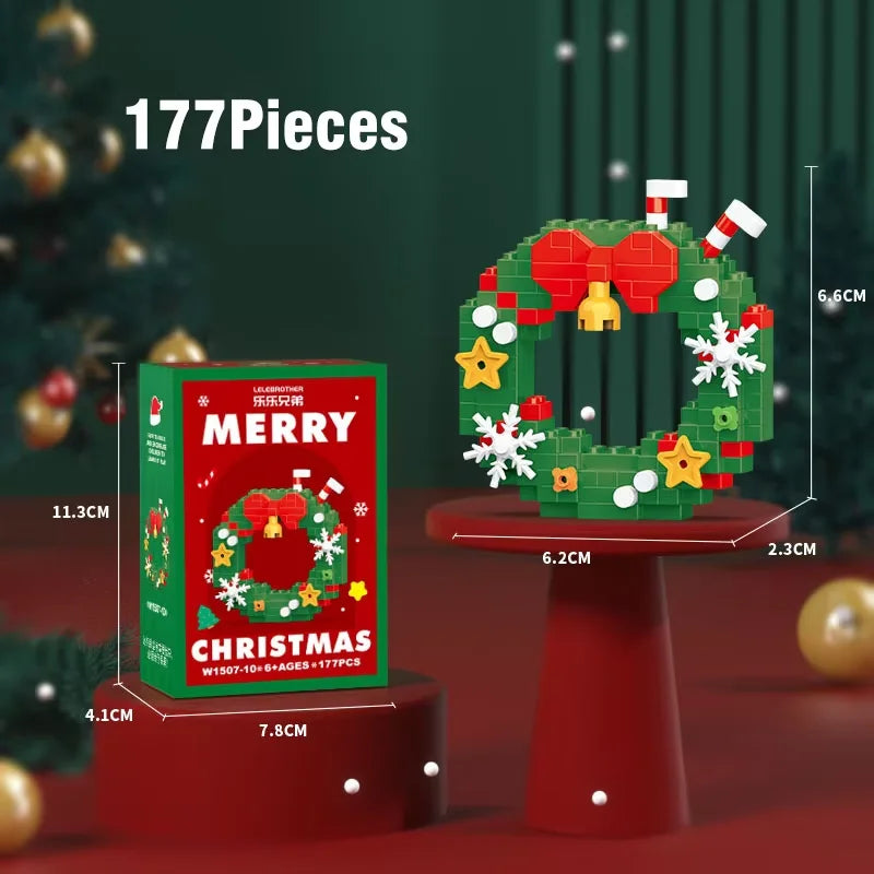 Festive Christmas Micro Brick Set - Santa, Snowman, Reindeer & Tree