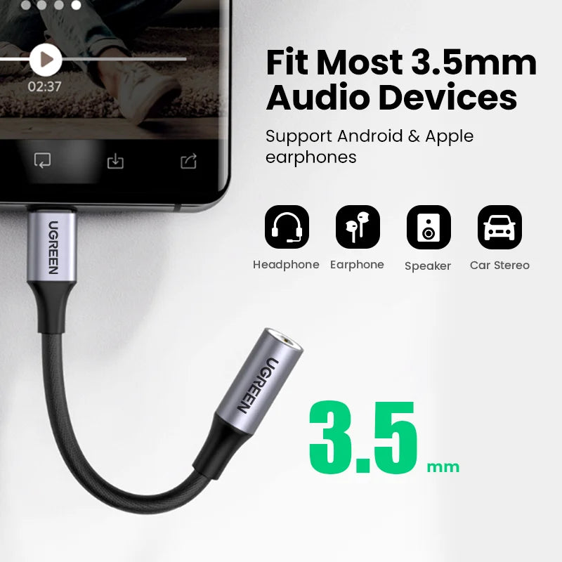 UGREEN USB Type-C to 3.5mm Adapter - High-Fidelity Audio Connection