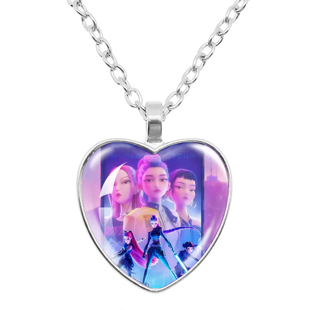Trendy 2pc Demon Hunters Necklace & Bracelet Set - Stylish Anime Accessory