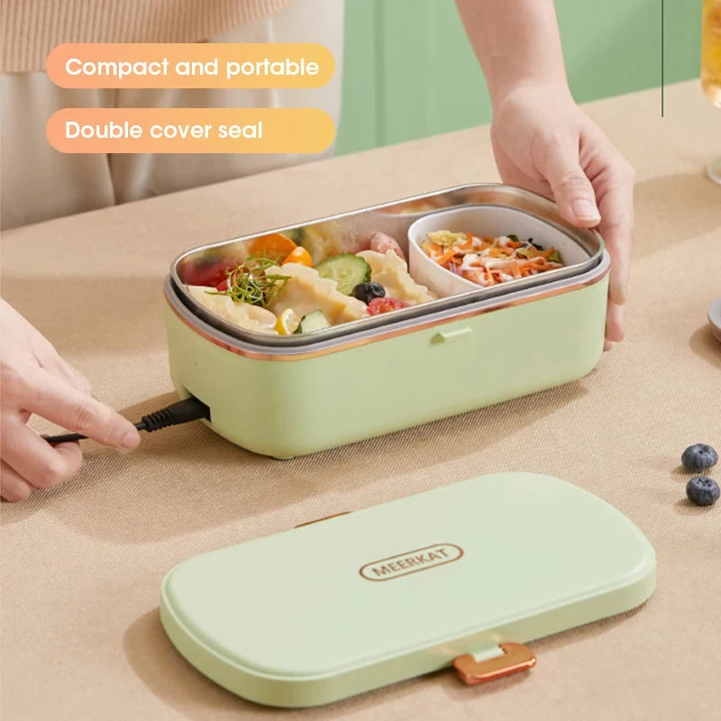 Portable Electric Food Warmer Lunch Box - 900ml Stainless Steel