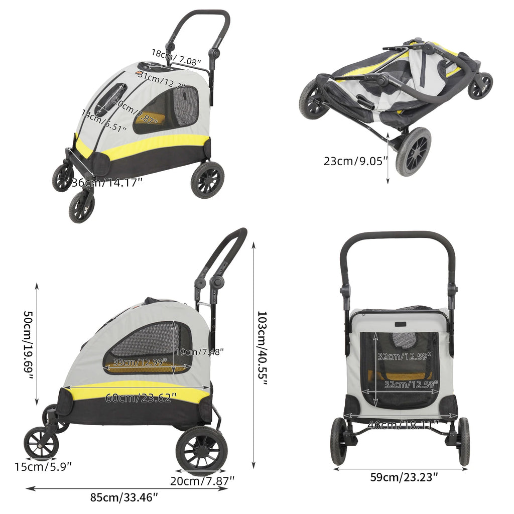 Premium 4-Wheel Pet Stroller - Foldable Dog Jogger Wagon