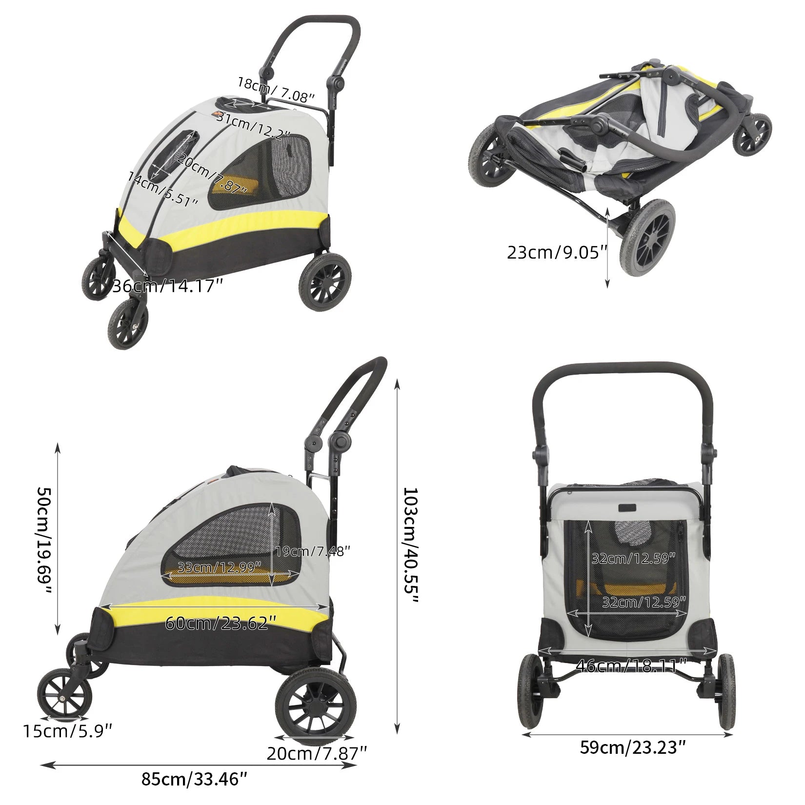 Premium 4-Wheel Pet Stroller - Foldable Dog Jogger Wagon