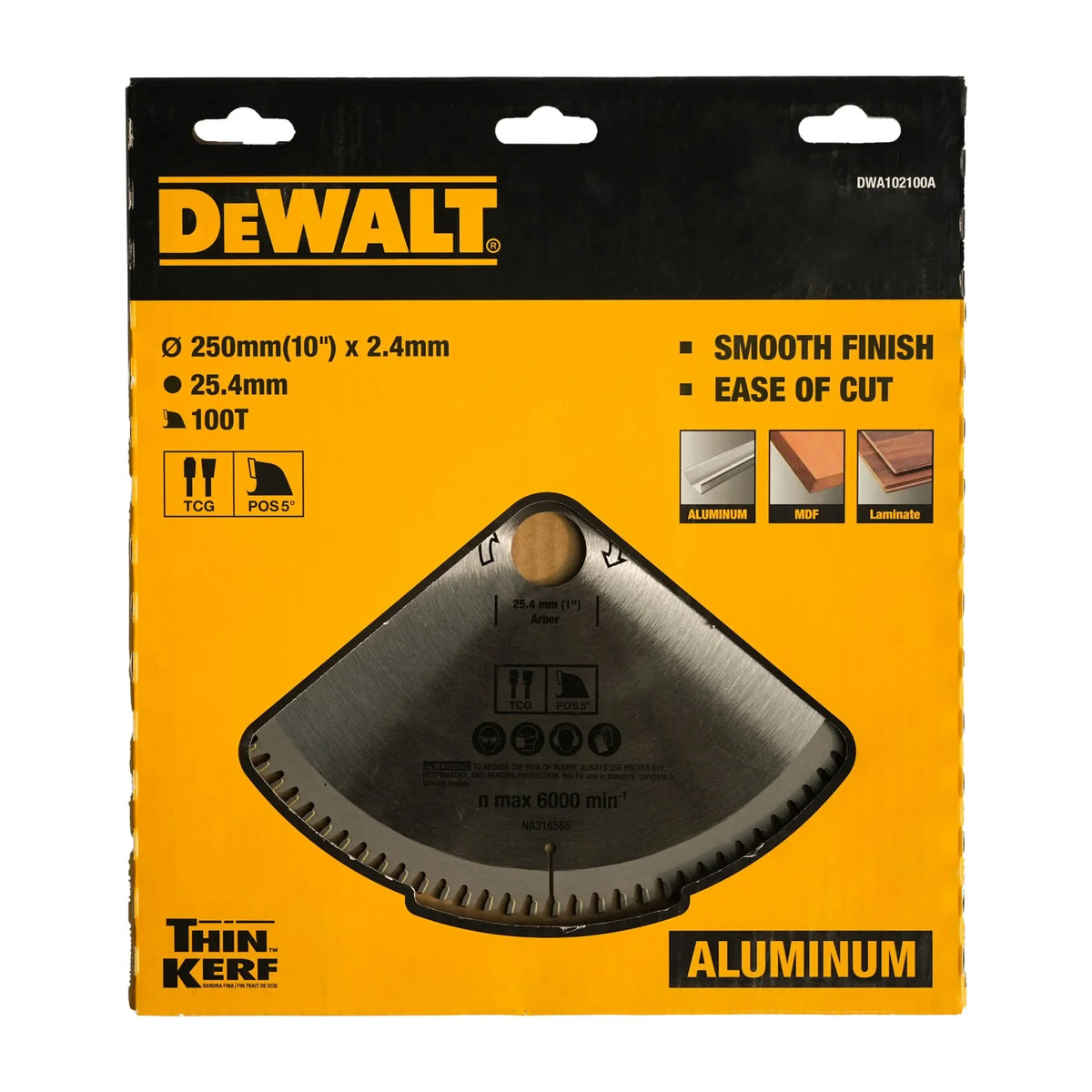 DEWALT Carbide Tipped Saw Blade 250mm for Aluminium Precision Cutting