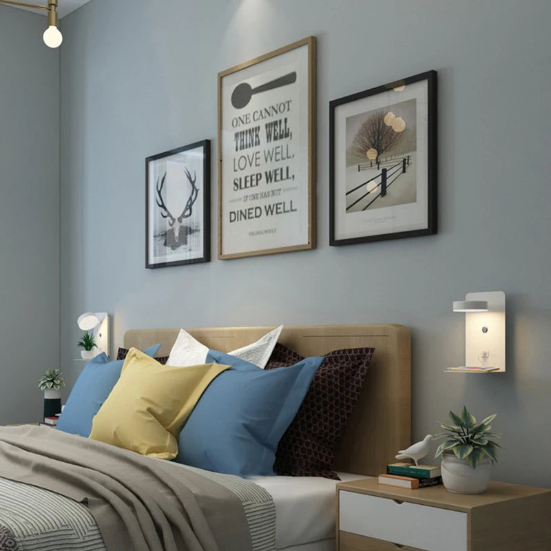 Modern 9W LED Wall Lamp with Touch Switch & USB Charging Port
