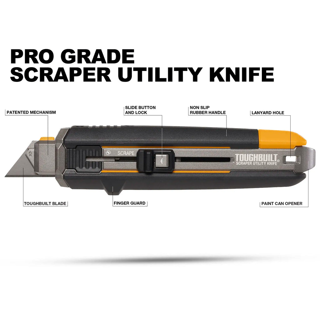 ToughBuilt 2-in-1 Utility Knife & Scraper with 5 Blades
