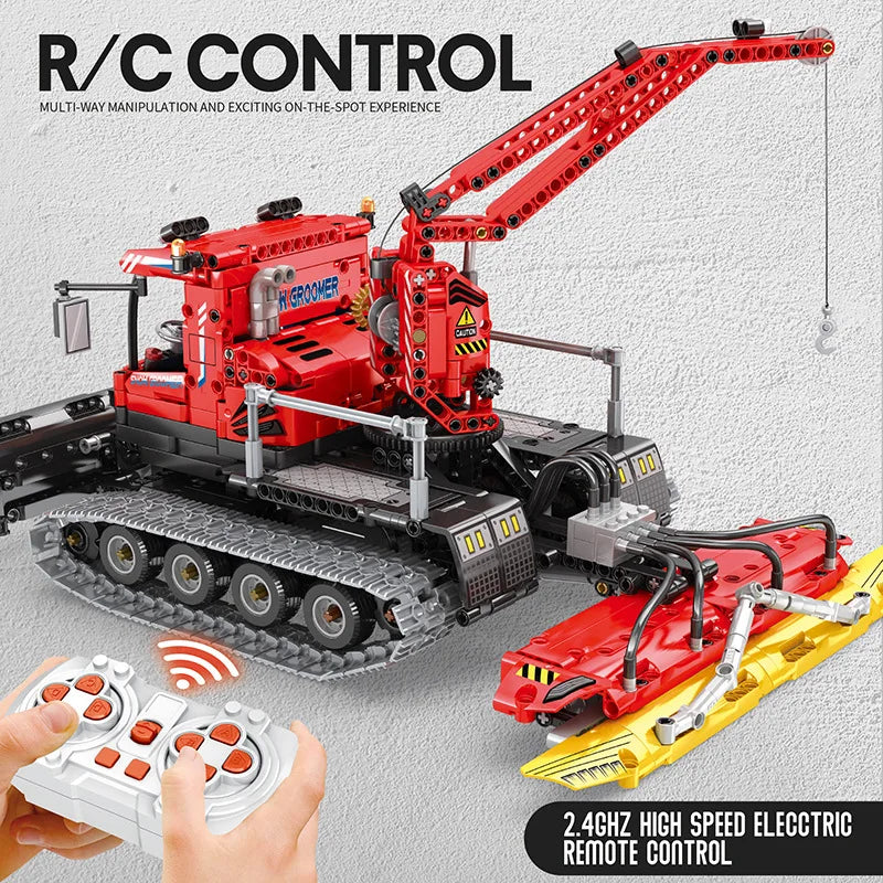 MOULD KING Remote Control Snow Groomer Building Blocks Vehicle for Kids