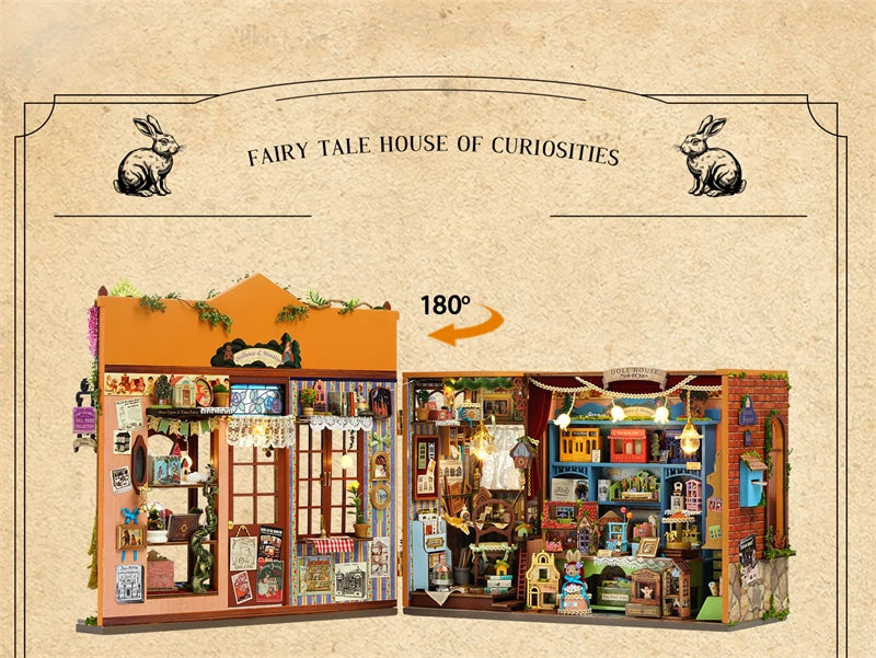 DIY Fairy-Tale Wonderhouse Wooden Miniature Dollhouse Kit with Furniture