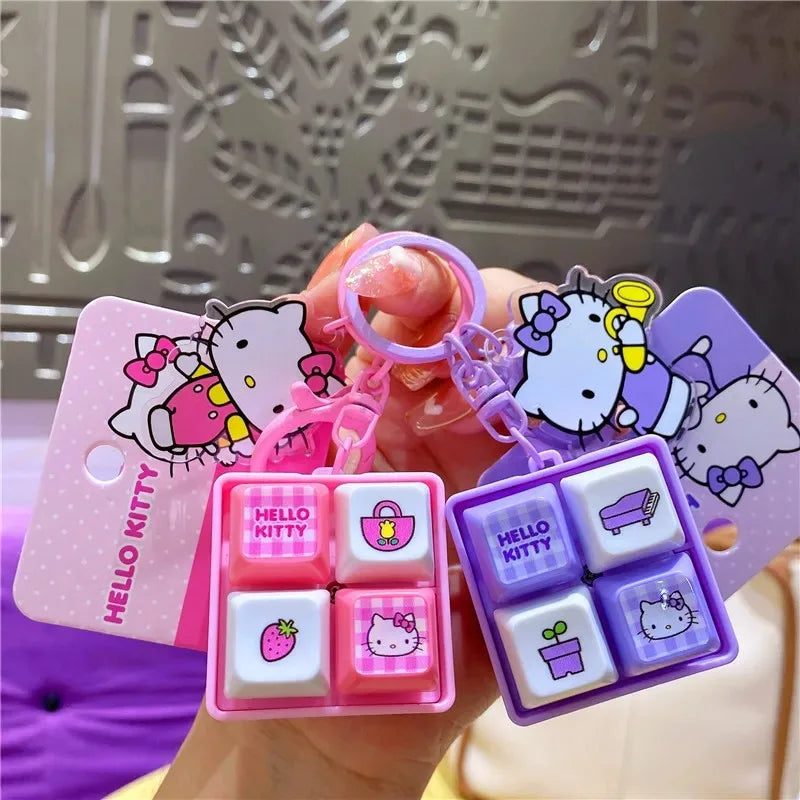 Kawaii LED Light Fidget Toy Keychain - Cute Stress Relief Pendant