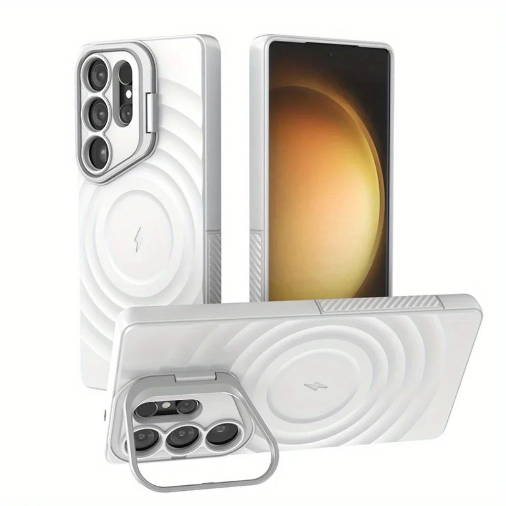 Protective Galaxy S25 Ultra Case with Magnetic Lens Holder & Kickstand