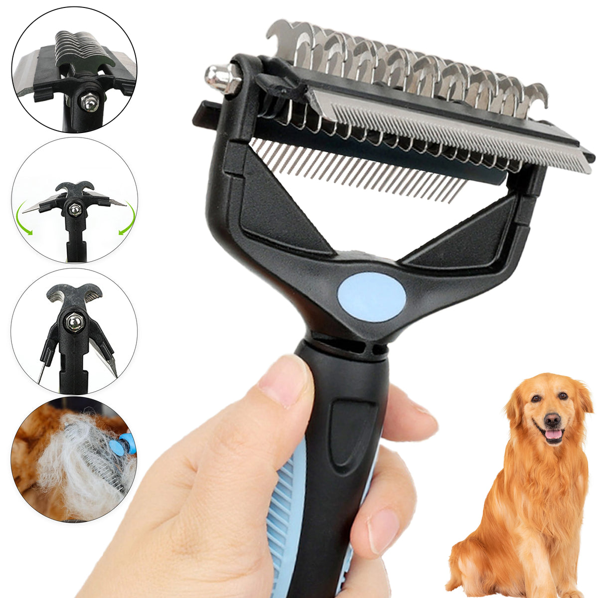 3-in-1 Pet Deshedding Brush & Fur Remover for Dogs and Cats