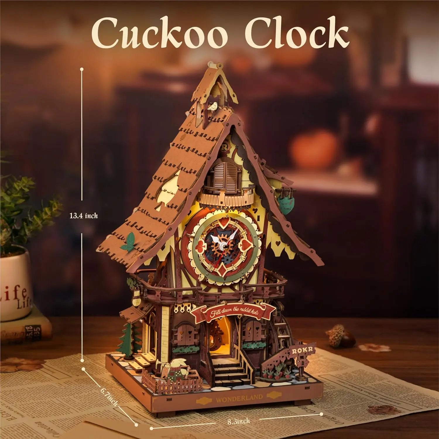Robotime 3D Wooden Cuckoo Clock Kit - DIY Puzzle with LED Lights