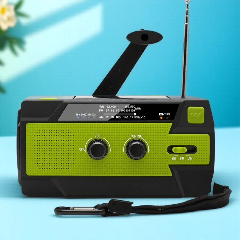 Versatile Solar Crank Radio with 4000mAh Battery & SOS Alarm