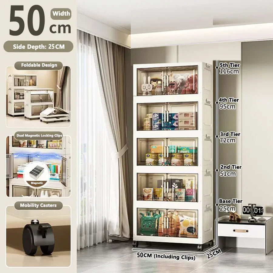 Folding Storage Cabinet - Versatile Toy & Snack Organizer for Home