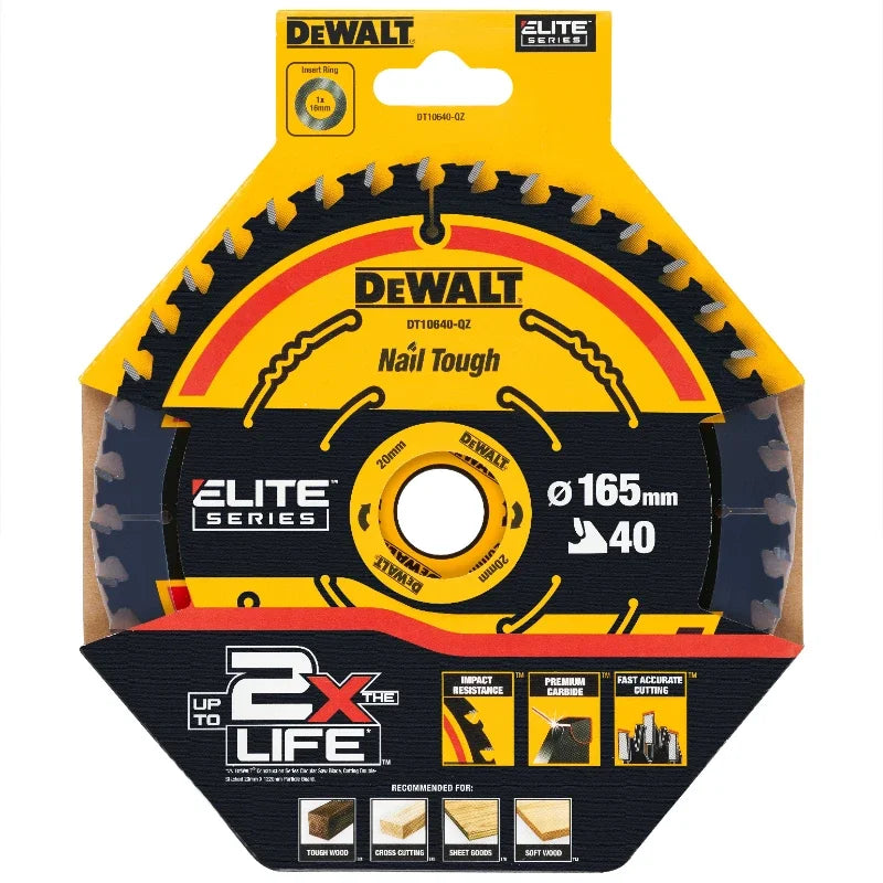 DEWALT Elite Circular Saw Blade 165mm - Choose 24T or 40T