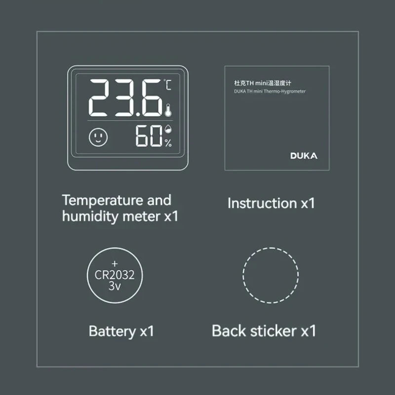 DUKA Atuman 2.5 Inch LCD Digital Temperature & Humidity Meter
