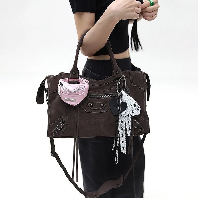 Y2K Vintage Motorcycle Bag - Stylish Crossbody with Adjustable Strap