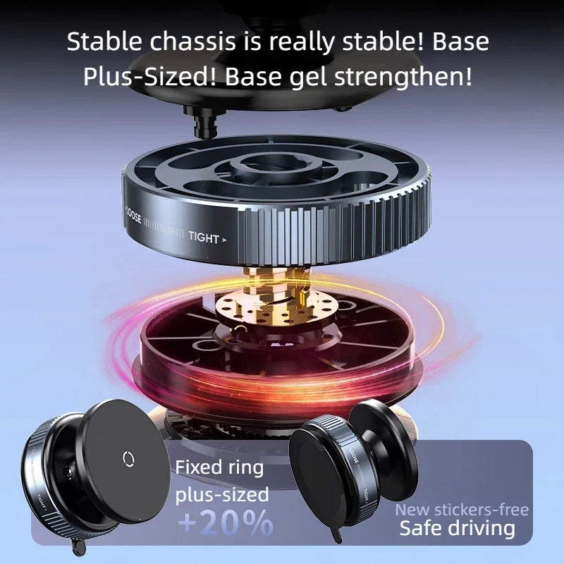 Magnetic Vacuum Phone Stand | 360° Rotatable Car Mount for Smartphones
