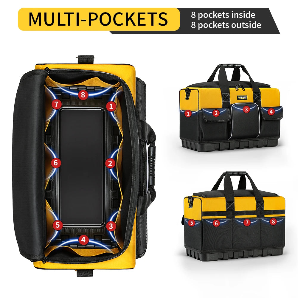 WINHUNT Heavy-Duty Tool Bag - Wide Mouth, Adjustable Strap, Durable
