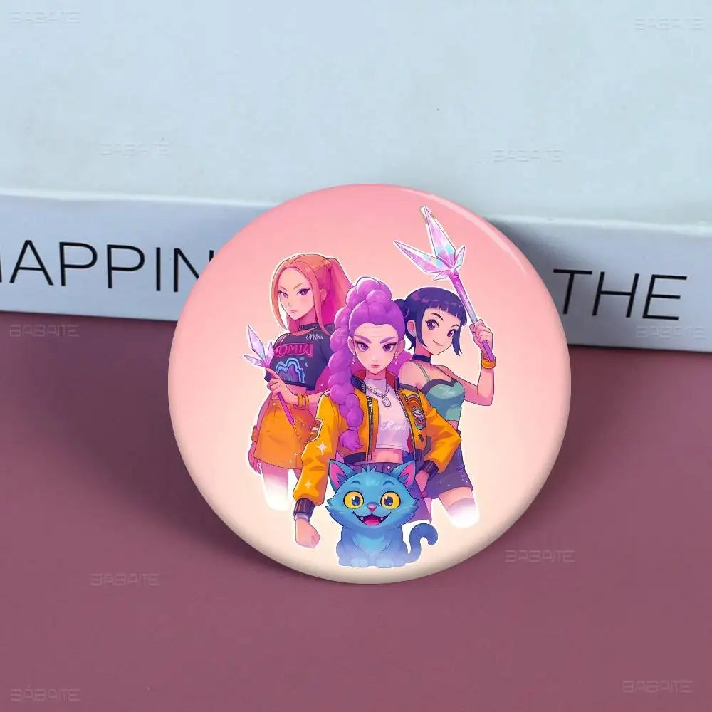 K-Pop Demon Hunters Anime Pin Button | Cute Cartoon Brooch Jewelry