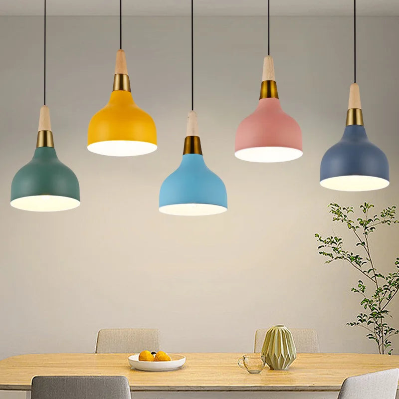 Nordic Chandelier Pendant Light with Wooden Handle - Modern Design