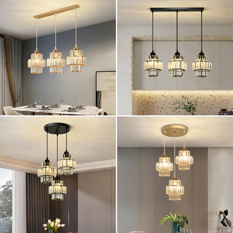 Luxury Crystal Chandelier - Modern LED Pendant Light for Dining Room