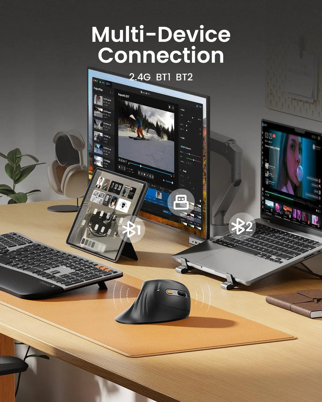 ProtoArc EM11NL Ergonomic Vertical Mouse | Multi-Device Wireless Comfort