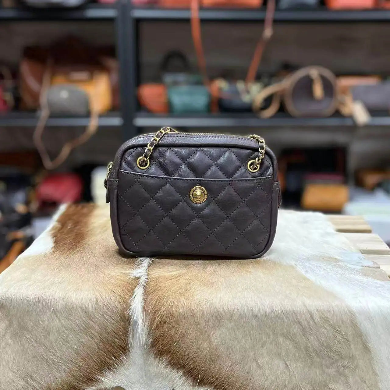 Stylish Y2K Retro Genuine Leather Crossbody Bag for Women