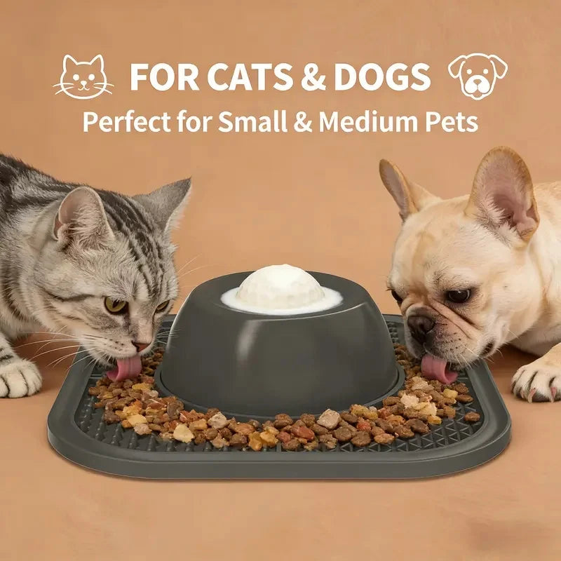 Engaging Slow Feeder Dog Bowl with Interactive Ball & Licking Mat