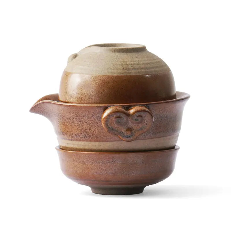 Elegant Chinese Kung Fu Tea Set - 1 Pot & 2 Teacups for Travel