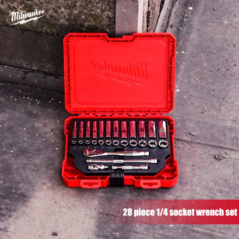 Milwaukee 28-Piece Metric 1/4" Ratchet & Socket Set | Durable Accessories