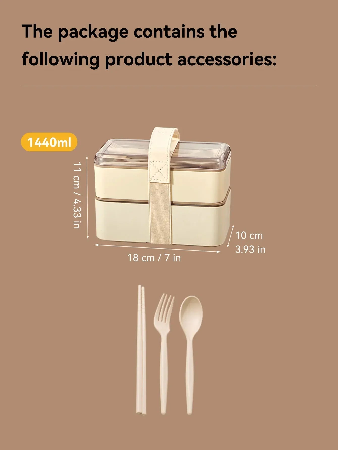 WORTHBUY Double-Layer Leak-Proof Bento Box with Tableware