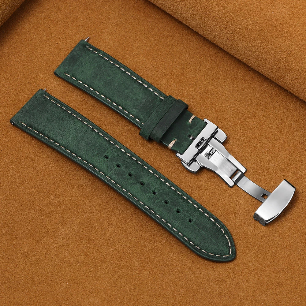 Luxurious Leather Watchband for Seiko & Omega - Butterfly Buckle 14-22mm