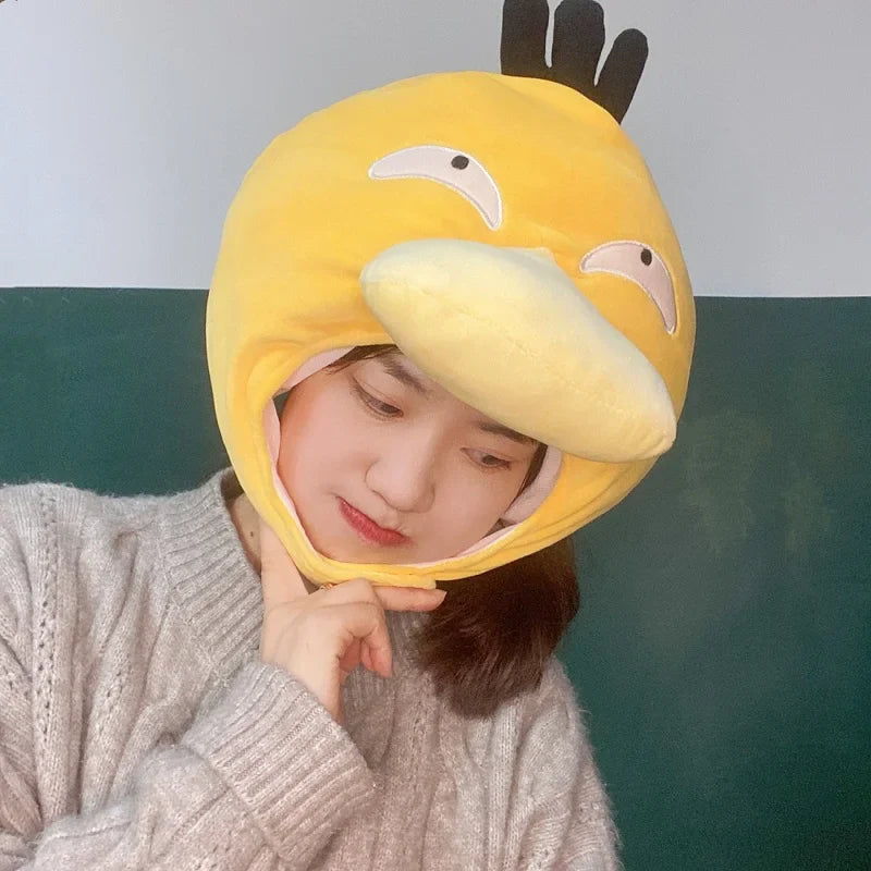 Adorable Plush Psyduck Hat | Soft Yellow Duck Headgear