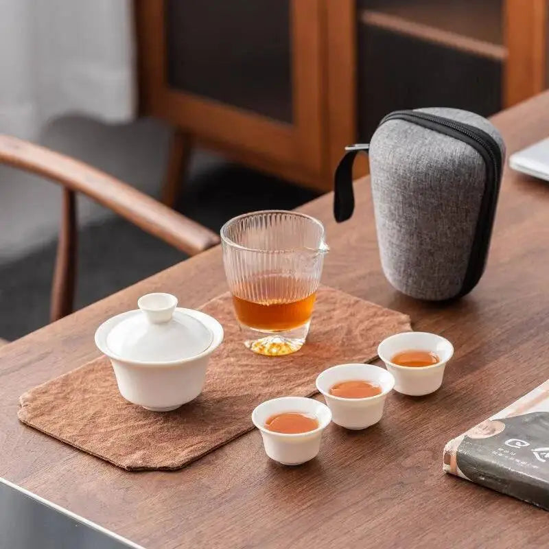 Portable High-End Yuxi Jade Tea Set - Perfect for Outdoor Adventures
