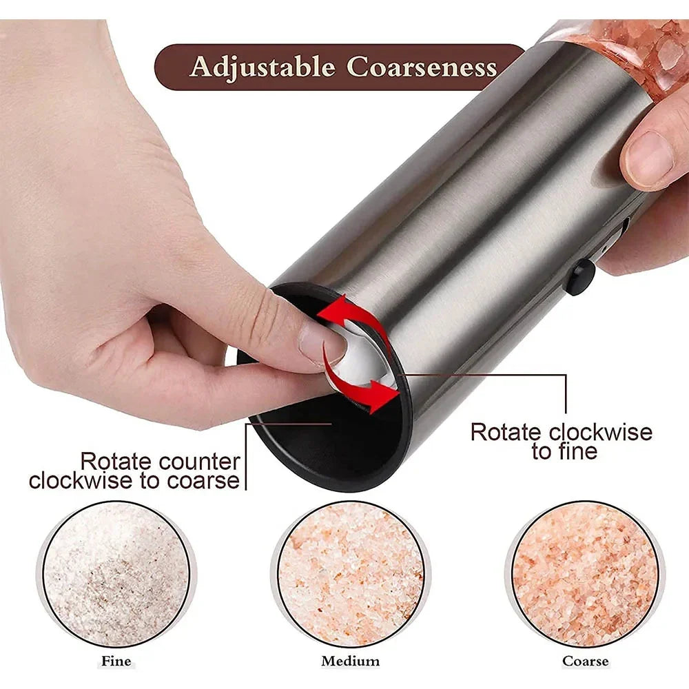 USB Rechargeable Electric Salt & Pepper Grinder Set - Effortless Spice Mill