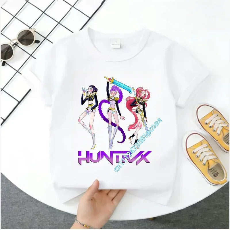 Cute Kpop Demon Hunters T-Shirt for Kids | Short Sleeve Cotton Tee