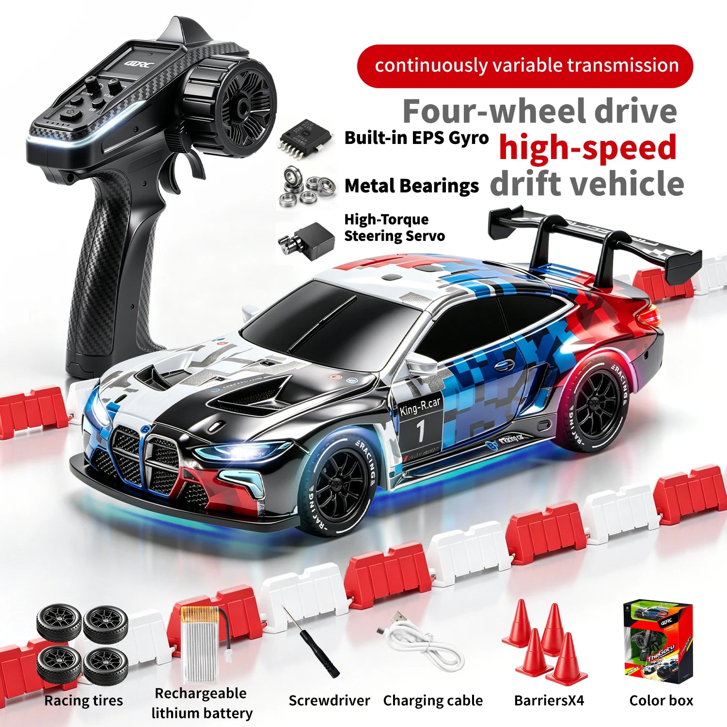 4DRC Mini RC Racing Car - 4WD Pocket Drift 1:43 High-Speed Toy